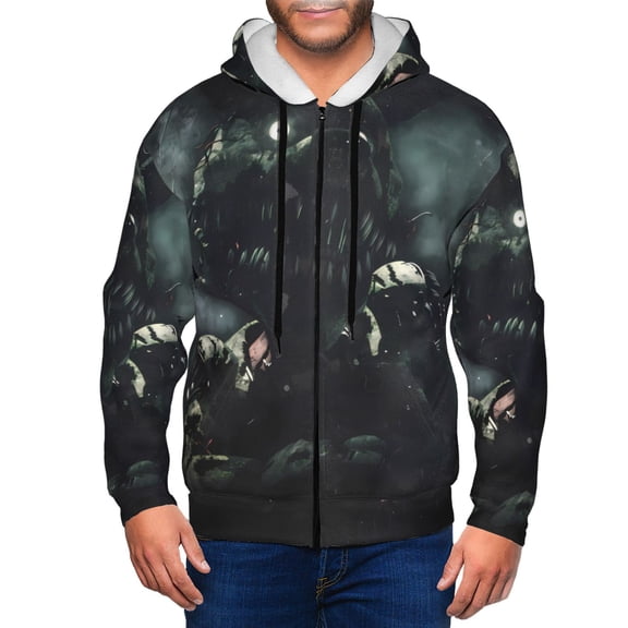 Saiise Five Nights At Freddy'S Mens Zip Up Hoodie Long Sleeve Full-zip Hooded Sweatshirt Pullover With Kangaroo Pocket S-3XL