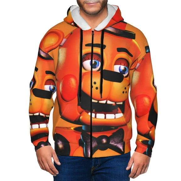Saiise Five Nights At Freddy'S Mens Zip Up Hoodie Long Sleeve Full-zip Hooded Sweatshirt Pullover With Kangaroo Pocket S-3XL