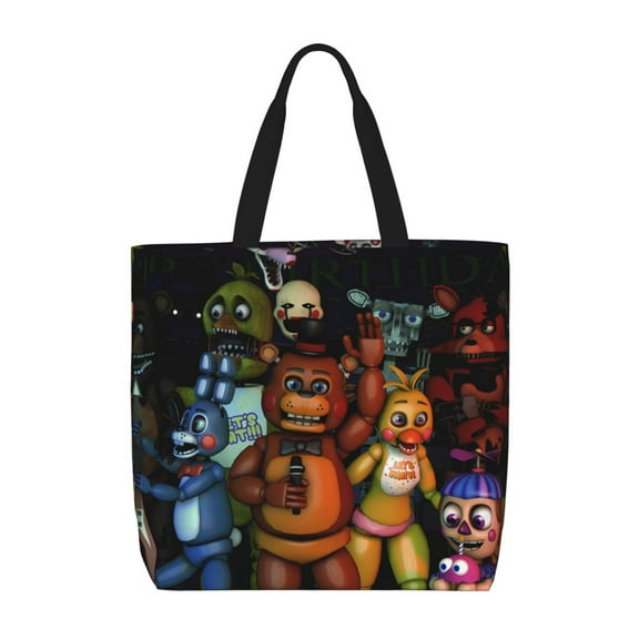 Saiise Five Nights At Freddy'S Pattern Canvas Tote Bags,Tote Bags Multi-Purpose Reusable Canvas Bags Use For Grocery Bags,Shopping Bags,Work