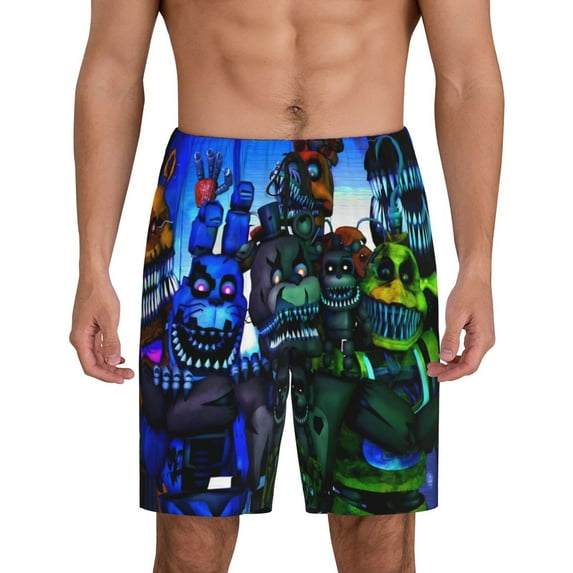 Saiise Five Nights At Freddy'S Pattern Pajama Shorts Mens Pajama Bottoms for Men Pjs Lounge Sleep Shorts with Pockets(S-4XL)