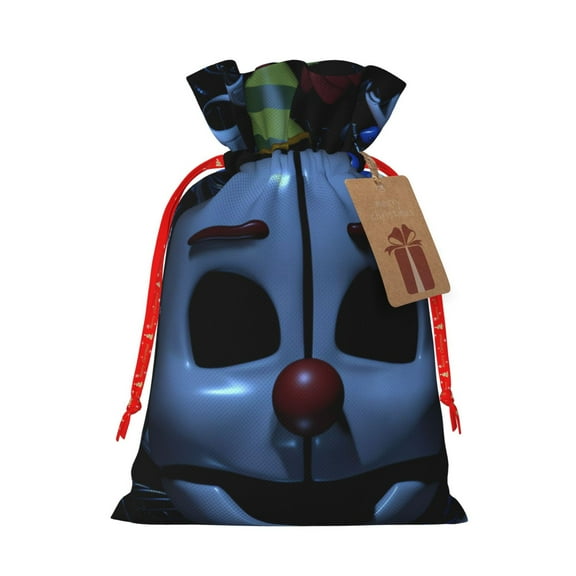 Saiise Five Nights At Freddy'S Print Christmas Drawstring Bags Xmas Bags Linen Treat Bags for Christmas Party Favor