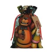 Saiise Five Nights At Freddy'S Print Christmas Drawstring Bags Xmas Bags Linen Treat Bags for Christmas Party Favor