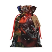 Saiise Five Nights At Freddy'S Print Christmas Drawstring Bags Xmas Bags Linen Treat Bags for Christmas Party Favor