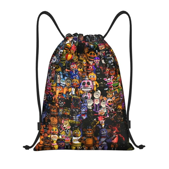 Saiise Five Nights At Freddy'S Print Drawstring Backpack String Bag Sackpack Cinch Water Resistant for Gym Shopping Sport Yoga