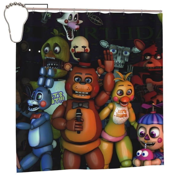 Saiise Five Nights At Freddy'S Print Shower Curtain for Bathroom,Shower Curtain Set with Hooks for Home, Bathroom Decor Waterproof Fabric,72x72