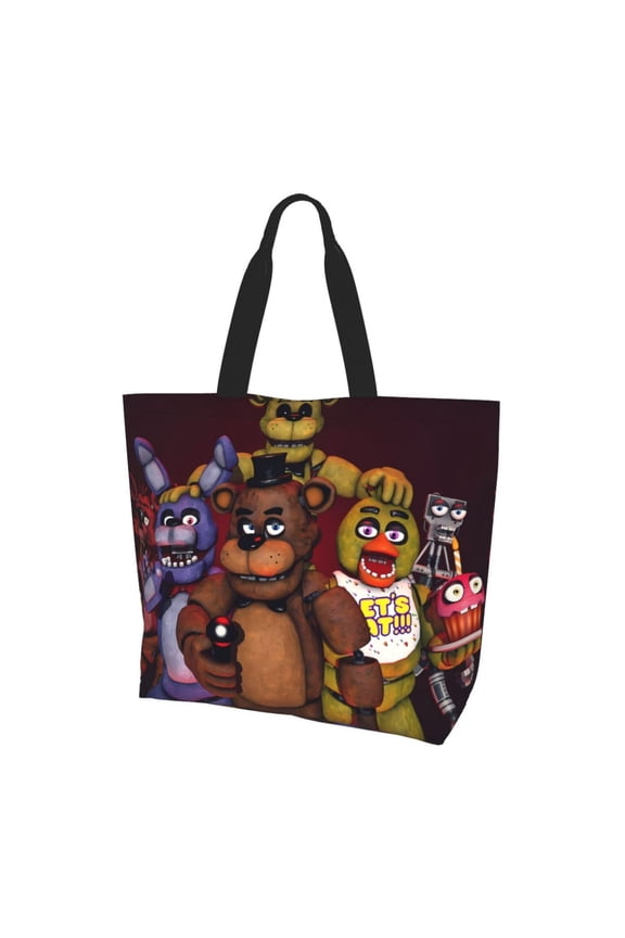 Five Nights At Freddy'S Print Tote Bags for Women Travel Reusable Grocery Shopping Shoulder Handbag Go-to Everyday Bag for Work