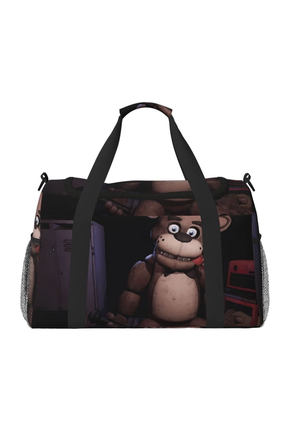 Five Nights At Freddy'S Print Travel Duffel Bag,Weekender Bags for Women Men with Shoe Compartment,Carry on Overnight Bag with Toiletry Bag