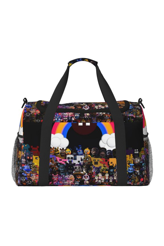 Five Nights At Freddy'S Print Travel Duffel Bag,Weekender Bags for Women Men with Shoe Compartment,Carry on Overnight Bag with Toiletry Bag