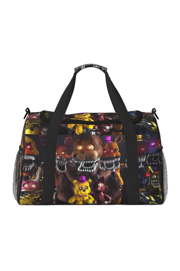 Five Nights At Freddy'S Print Travel Duffel Bag,Weekender Bags for Women Men with Shoe Compartment,Carry on Overnight Bag with Toiletry Bag
