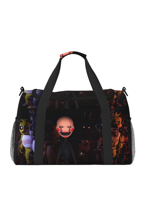 Five Nights At Freddy'S Print Travel Duffel Bag,Weekender Bags for Women Men with Shoe Compartment,Carry on Overnight Bag with Toiletry Bag