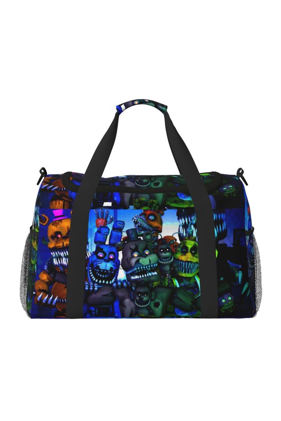 Five Nights At Freddy'S Print Travel Duffel Bag,Weekender Bags for Women Men with Shoe Compartment,Carry on Overnight Bag with Toiletry Bag