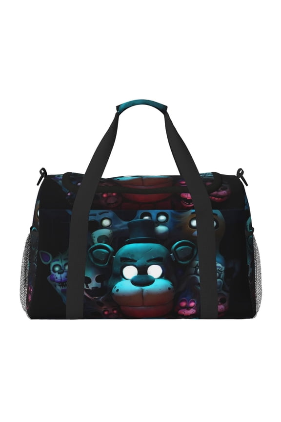 Five Nights At Freddy'S Print Travel Duffel Bag,Weekender Bags for Women Men with Shoe Compartment,Carry on Overnight Bag with Toiletry Bag