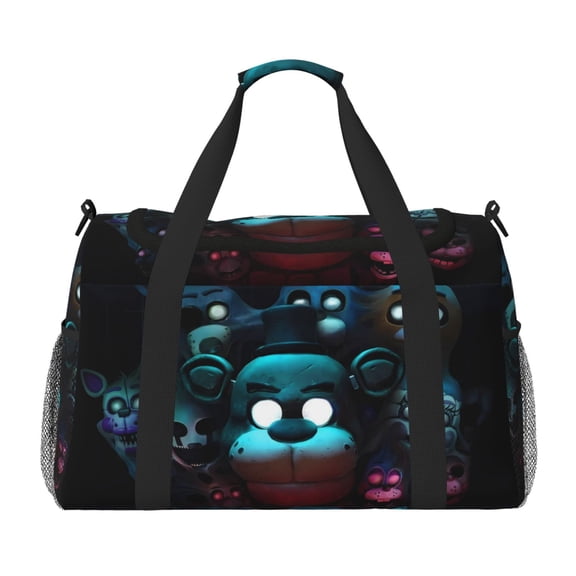 Saiise Five Nights At Freddy'S Print Travel Duffel Bag,Weekender Bags for Women Men with Shoe Compartment,Carry on Overnight Bag with Toiletry Bag