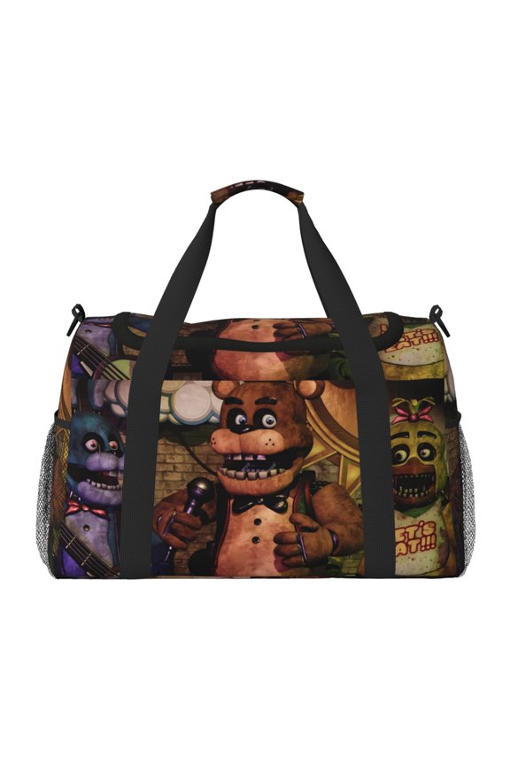 Five Nights At Freddy'S Print Travel Duffel Bag,Weekender Bags for Women Men with Shoe Compartment,Carry on Overnight Bag with Toiletry Bag
