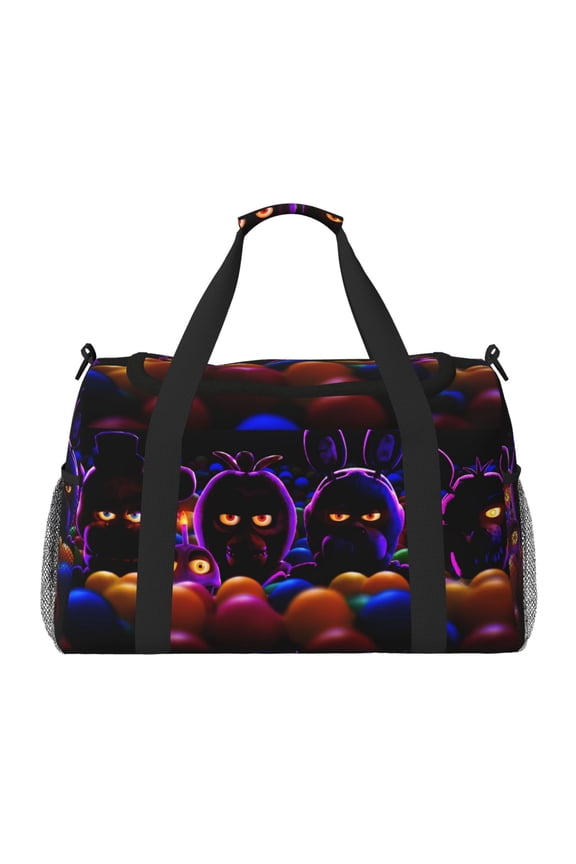 Five Nights At Freddy'S Print Travel Duffel Bag,Weekender Bags for Women Men with Shoe Compartment,Carry on Overnight Bag with Toiletry Bag