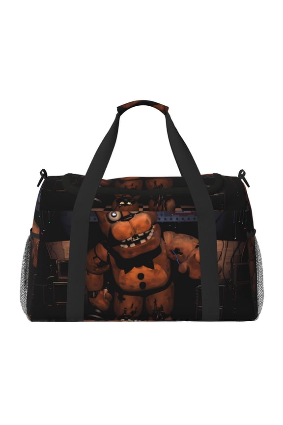 Five Nights At Freddy'S Print Travel Duffel Bag,Weekender Bags for Women Men with Shoe Compartment,Carry on Overnight Bag with Toiletry Bag