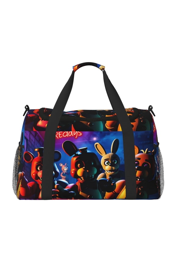 Five Nights At Freddy'S Print Travel Duffel Bag,Weekender Bags for Women Men with Shoe Compartment,Carry on Overnight Bag with Toiletry Bag