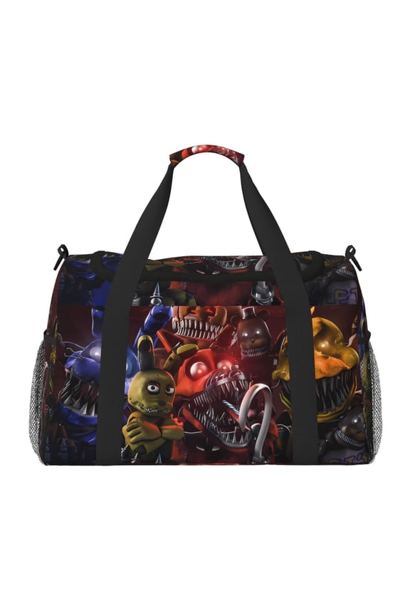 Five Nights At Freddy'S Print Travel Duffel Bag,Weekender Bags for Women Men with Shoe Compartment,Carry on Overnight Bag with Toiletry Bag
