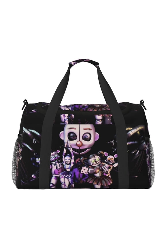 Five Nights At Freddy'S Print Travel Duffel Bag,Weekender Bags for Women Men with Shoe Compartment,Carry on Overnight Bag with Toiletry Bag