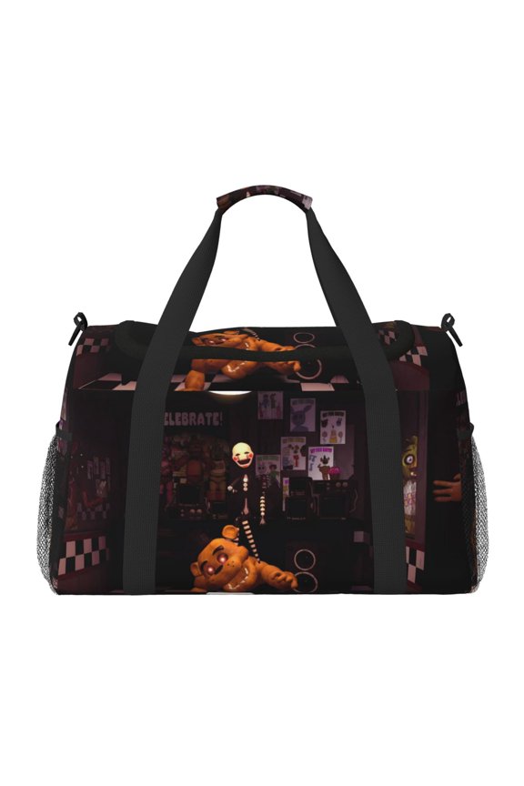Five Nights At Freddy'S Print Travel Duffel Bag,Weekender Bags for Women Men with Shoe Compartment,Carry on Overnight Bag with Toiletry Bag