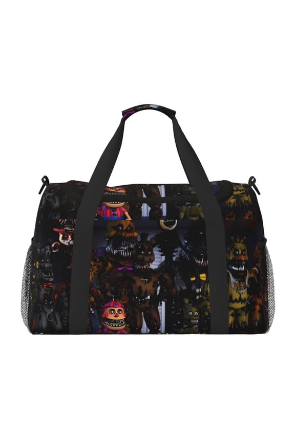 Five Nights At Freddy'S Print Travel Duffel Bag,Weekender Bags for Women Men with Shoe Compartment,Carry on Overnight Bag with Toiletry Bag