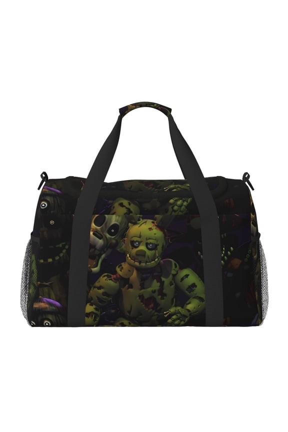 Five Nights At Freddy'S Print Travel Duffel Bag,Weekender Bags for Women Men with Shoe Compartment,Carry on Overnight Bag with Toiletry Bag