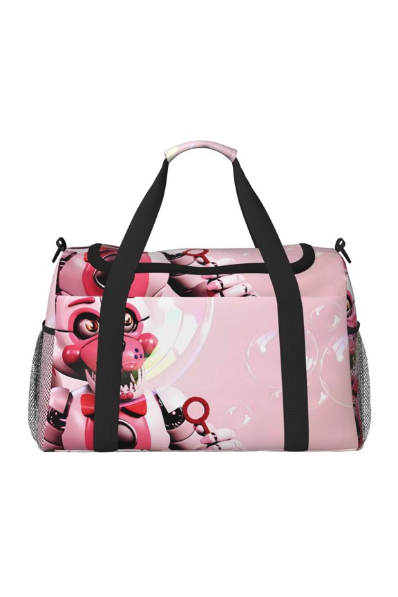 Five Nights At Freddy'S Print Travel Duffel Bag,Weekender Bags for Women Men with Shoe Compartment,Carry on Overnight Bag with Toiletry Bag