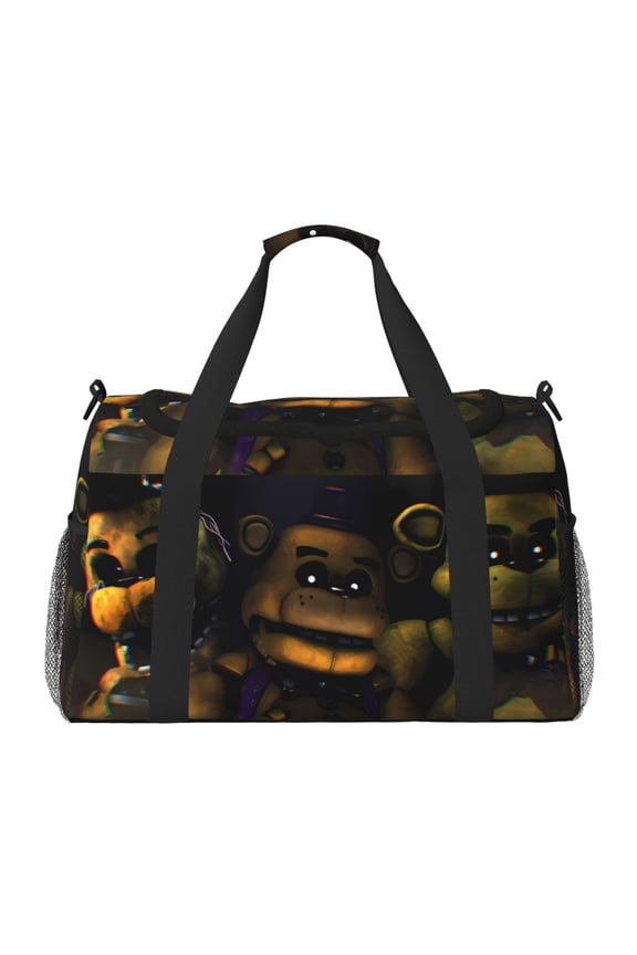 Five Nights At Freddy'S Print Travel Duffel Bag,Weekender Bags for Women Men with Shoe Compartment,Carry on Overnight Bag with Toiletry Bag