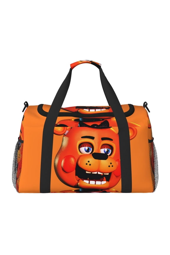 Five Nights At Freddy'S Print Travel Duffel Bag,Weekender Bags for Women Men with Shoe Compartment,Carry on Overnight Bag with Toiletry Bag