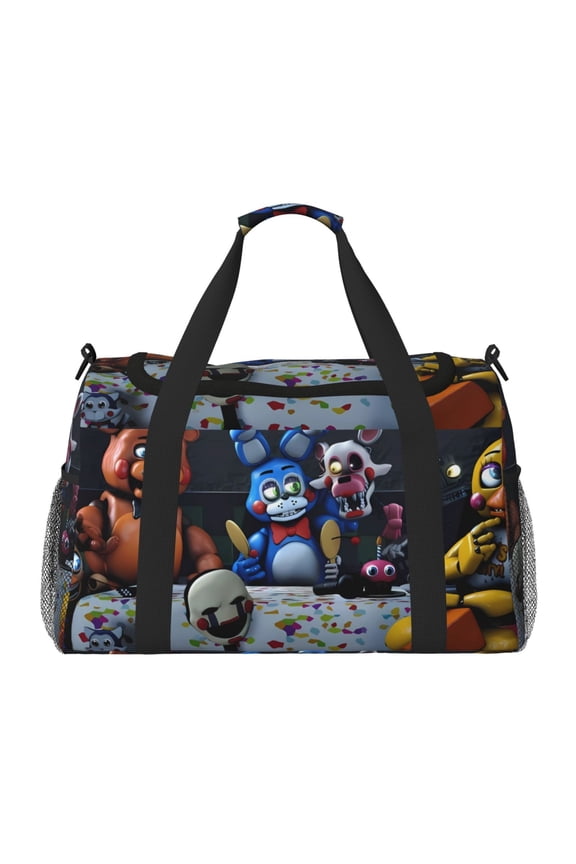 Five Nights At Freddy'S Print Travel Duffel Bag,Weekender Bags for Women Men with Shoe Compartment,Carry on Overnight Bag with Toiletry Bag