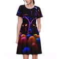 thumbnail image 1 of Saiise Five Nights At Freddy'S Print Women's Short Sleeve A-Line Dress with Pockets, Casual Knee-Length Crew Neck Dress for Summer, 1 of 7