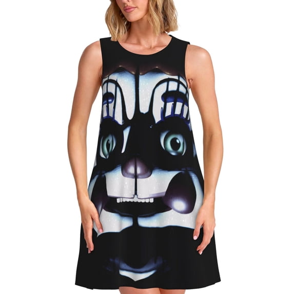 Saiise Five Nights At Freddy'S Print Women's Sleeveless Knee-Length Dress with Pockets Casual Summer Tank Dress