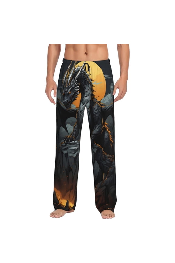 Full Moon Black Dragon Print Mens Pajama Pants for Men,Mens Lounge Pants,Funny Gifts for Men,Men's Pajama Bottoms-XX-Large