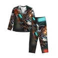 thumbnail image 1 of Saiise Futuristic Robot Hummingbird Print Women Soft Pajama Sets,Long Sleeve Sleepwear Button Up 2-Piece Pjs Lounge Sets-Small, 1 of 7