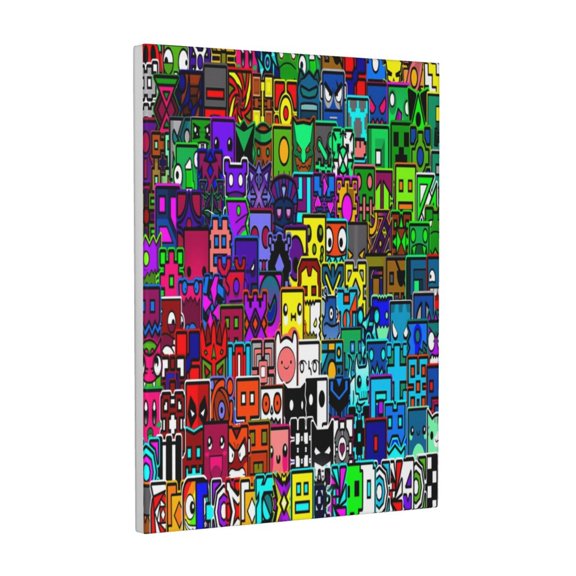 Saiise Geometry Dash Frameless Canvas Wall Art - Contemporary Abstract Artwork for Home, Office & Living Room - Easy to Hang, Vibrant Colors, Ideal Gift Idea- 12"x16"