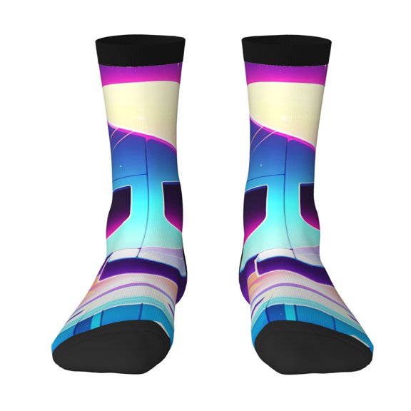 Saiise Geometry Dash Funny Socks Men Women Adults Novelty Graphic Crew Tube Socks Crazy Design Casual Dress Socks for Sports,Running,Travel