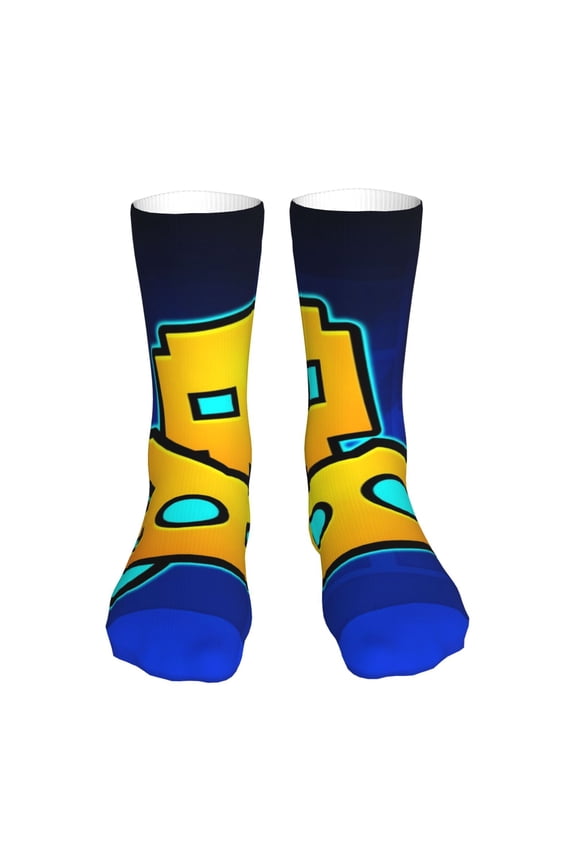 Geometry Dash Funny Socks Men Women Adults Novelty Graphic Crew Tube Socks Crazy Design Casual Dress Socks for Sports,Running,Travel