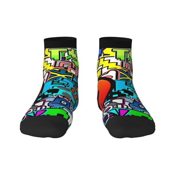 Saiise Geometry Dash Funny Socks Men Women Adults Novelty Graphic Crew Tube Socks Crazy Design Casual Dress Socks for Sports,Running,Travel