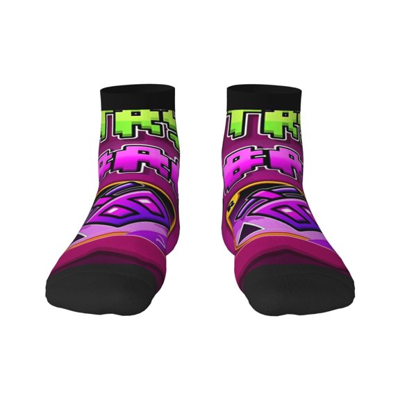 Saiise Geometry Dash Funny Socks Men Women Adults Novelty Graphic Crew Tube Socks Crazy Design Casual Dress Socks for Sports,Running,Travel