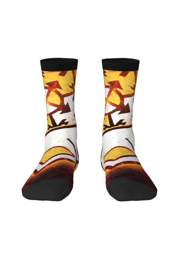 Geometry Dash Funny Socks Men Women Adults Novelty Graphic Crew Tube Socks Crazy Design Casual Dress Socks for Sports,Running,Travel