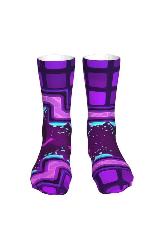 Geometry Dash Funny Socks Men Women Adults Novelty Graphic Crew Tube Socks Crazy Design Casual Dress Socks for Sports,Running,Travel