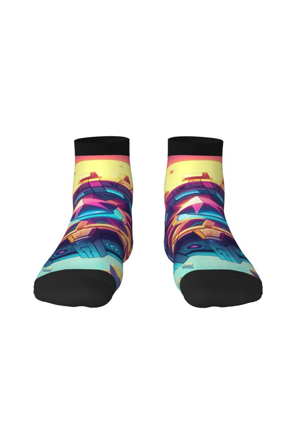 Geometry Dash Funny Socks Men Women Adults Novelty Graphic Crew Tube Socks Crazy Design Casual Dress Socks for Sports,Running,Travel
