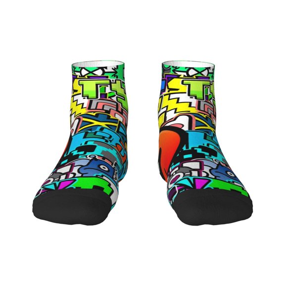 Saiise Geometry Dash Funny Socks Men Women Adults Novelty Graphic Crew Tube Socks Crazy Design Casual Dress Socks for Sports,Running,Travel