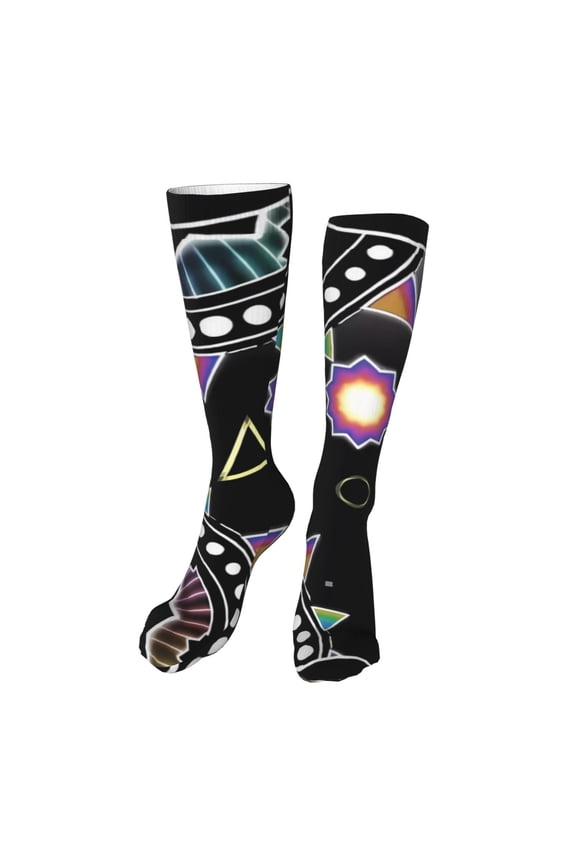 Geometry Dash Funny Socks Men Women Boys Kids Adults Novelty Graphic 20in stockings Crazy Design Casual Dress Socks for Sports,Running,Travel