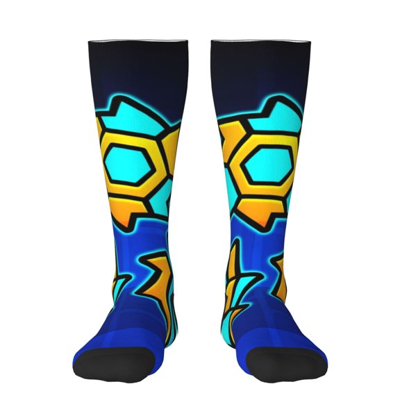 Saiise Geometry Dash Funny Socks Men Women Boys Kids Adults Novelty Graphic Crew Tube Socks Crazy Design Casual Dress Socks for Sports,Running,Travel