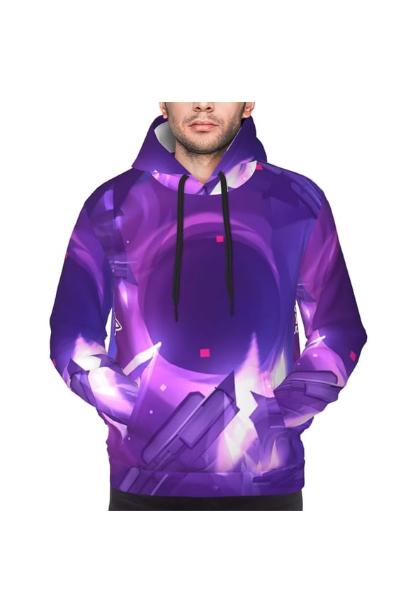 Geometry Dash Men's Graphic Print Long Sleeve Drawstring Hoodie Pullover Sweatshirt-3X-Large