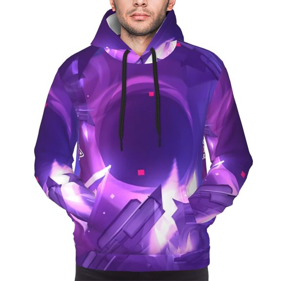 Saiise Geometry Dash Men's Graphic Print Long Sleeve Drawstring Hoodie Pullover Sweatshirt-Medium