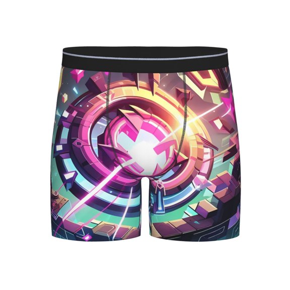 Saiise Geometry Dash Men's Underwear Boxer Briefs Cotton Trunks Short Leg Underwear (S-XXL)