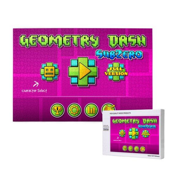 Saiise Geometry Dash Print 1000 Jigsaw Puzzle for Adults and Family,Impossible Hard Difficult Challenging Puzzles for Adults - Finished Puzzle Size is 29.5 x 19.7 inch