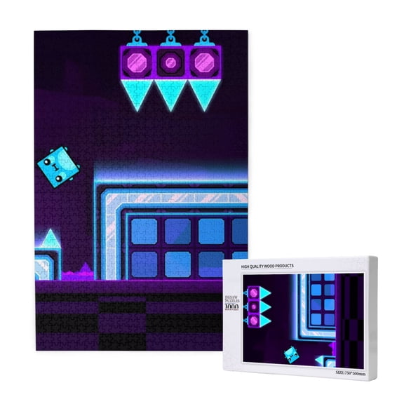 Saiise Geometry Dash Print 1000 Jigsaw Puzzle for Adults and Family,Impossible Hard Difficult Challenging Puzzles for Adults - Finished Puzzle Size is 29.5 x 19.7 inch